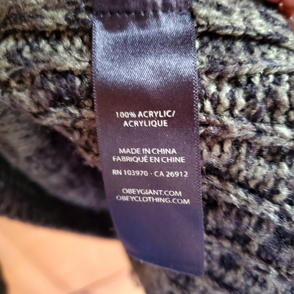 Obey No 89 Women's Green and Black Cable Knit Crew Neck Sweater Size M - Picture 5 of 6